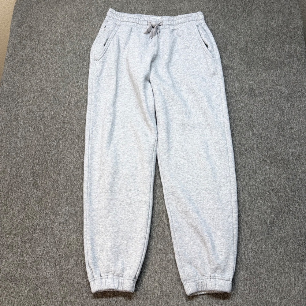 Hollister Mens Small Light Grey Heather Fleece Jogger Sweatpants‎ Drawstring
